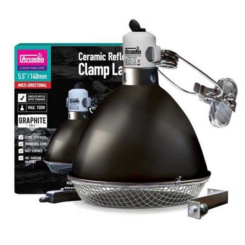 Arcadia Clamp Lamp Ceramic Holder and Reflector 14cm Graphite