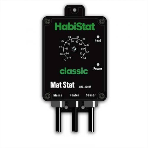 The Habistat Mat Stat Thermostat with black casing is designed to offer precise control of reptile heat mats, reptile heat cables & reptile radiators.