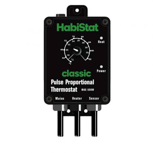 The Habistat Pulse Proportional Thermostat Classic Black Reptile Stat is used for the accurate temperature control of reptile heat mats, ceramic heat lamps, heat cables and reptile radiators.