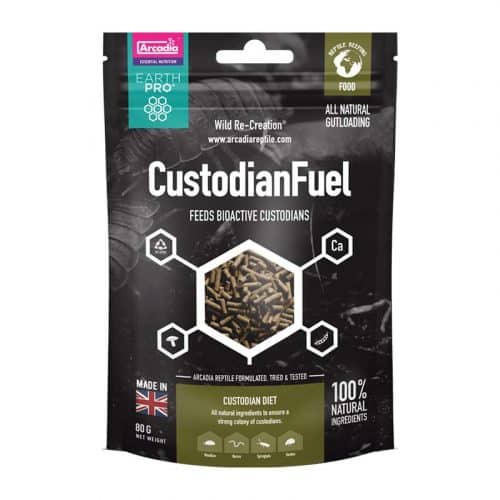 An 80g Resealable Pouch of Arcadia EarthPro CustodianFuel Food Designed For Bioactive Custodians Such as Woodlice, Worms, Springtails and Beetles.