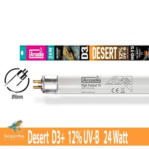 Arcadia Reptile T5 Replacement UV Lamp 12 Percent UVB Desert 24 watts
