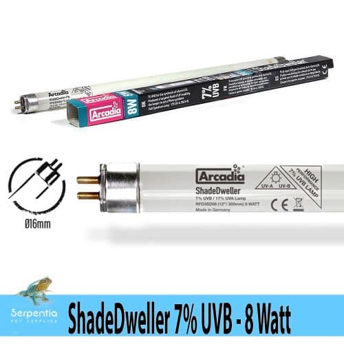 Arcadia Reptile ShadeDweller Terrestrial, 7 percent UV-B, 8 Watt Replacement Lamp that fits the ProT5 ShadeDweller UV Light Kit and the T5Mini ShadeDweller UV Lighting Kit.
