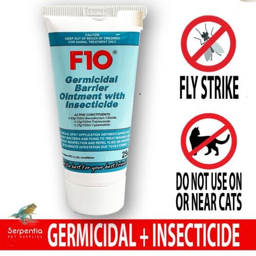 F10 Germicidal Barrier Ointment with Insecticide 25g Tube - Effective against bacteria and fungi - wound treatment and anti fly strike barrier ointment - NOT TO BE USED ON OR NEAR CATS