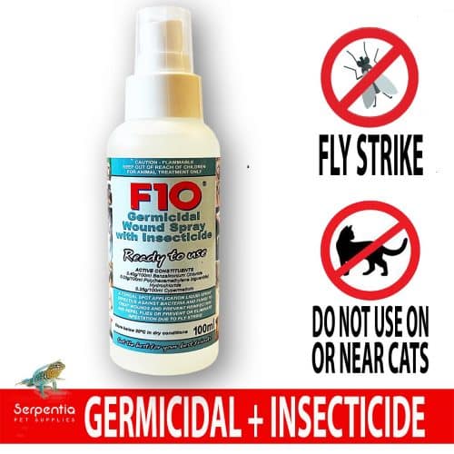 F10 Germicidal Wound Spray with Insecticide, 100ml spray bottle, topical application spray effective against bacteria and fungi and repels flies