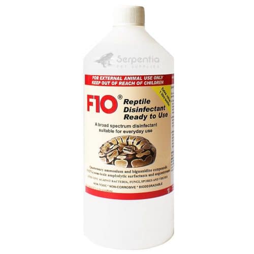 F10 Reptile Veterinary Disinfectant Ready To Use Refill 1 litre. Specifically formulated to be effective against fungi, spores, bacteria and viruses that affect reptiles.