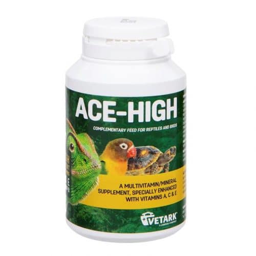 Vetark ACE High Multivitamin Supplement For Reptiles and Birds - Specially Enhanced With Vitamins A, C and E. Provides Essential Support For your Pets During Times Of Stress, Illness or Disease. 100G Jar.