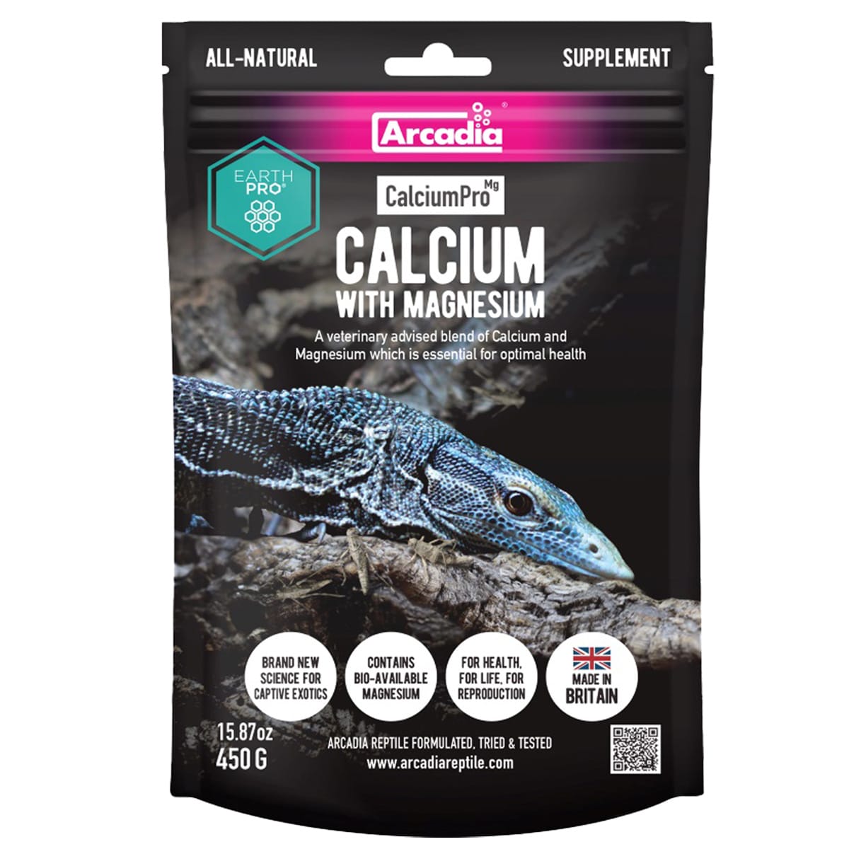 Arcadia EarthPro CalciumPro-Mg 450g calcium and magnesium supplement pouch