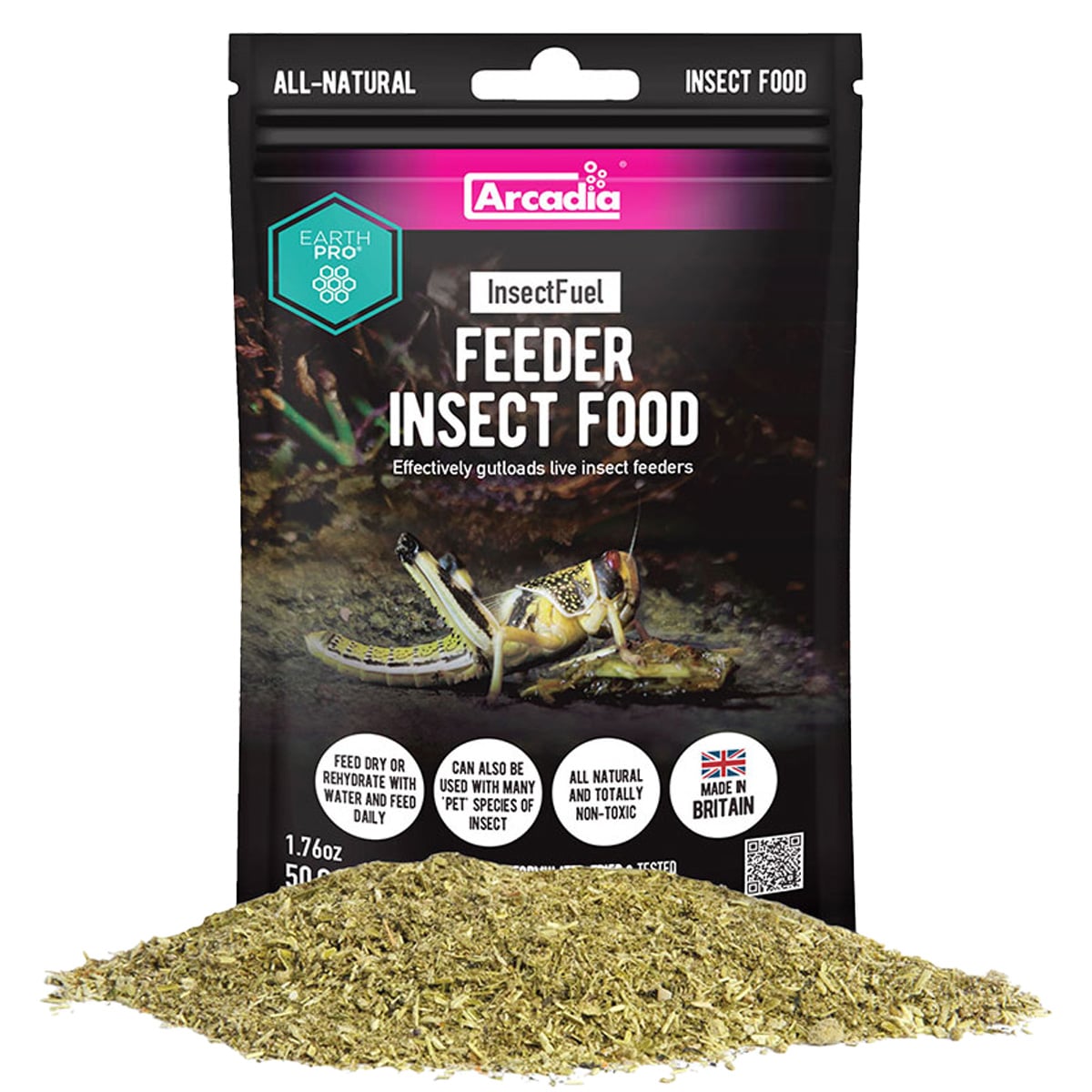 Arcadia EarthPro Insect Fuel 50g shown for texture and size