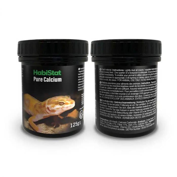 Rear label of HabiStat Pure Calcium 125g