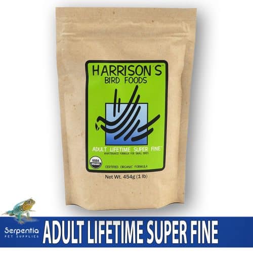 Harrison’s Adult Lifetime Superfine 454g organic bird food – Serpentia hero image of the bag.