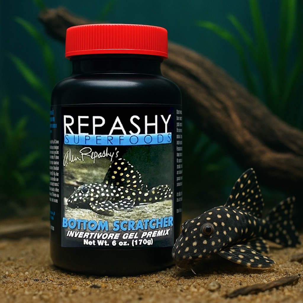 Repashy Bottom Scratcher 170g prepared gel fish food in bowl for plecos and catfish