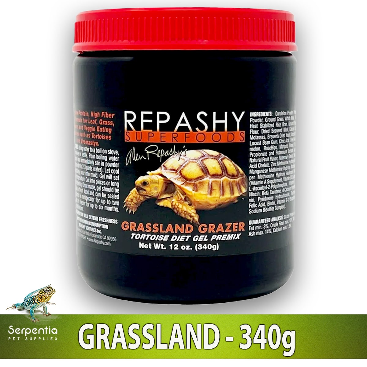 Repashy Grassland Grazer 340g high-fibre herbivore reptile gel diet jar