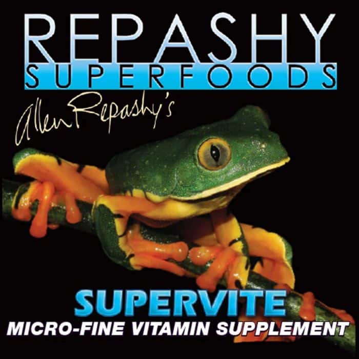 Repashy Supervite 85g vitamin supplement product label, showing ingredients and branding.