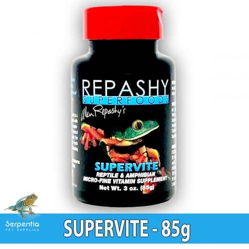 Repashy Supervite 85g reptile and amphibian vitamin supplement jar product image.