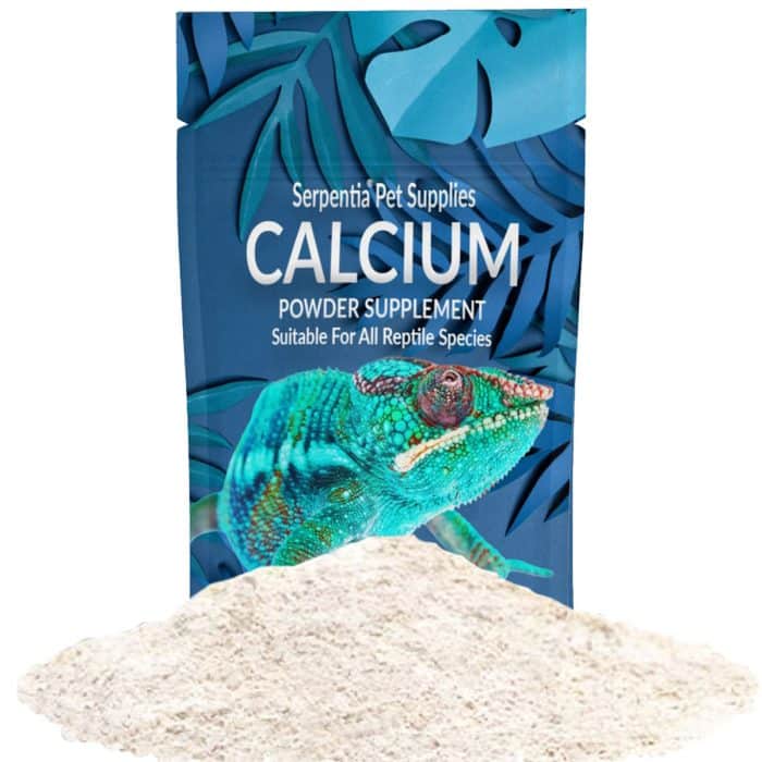 Serpentia Calcium Powder 100g with a pile of calcium powder