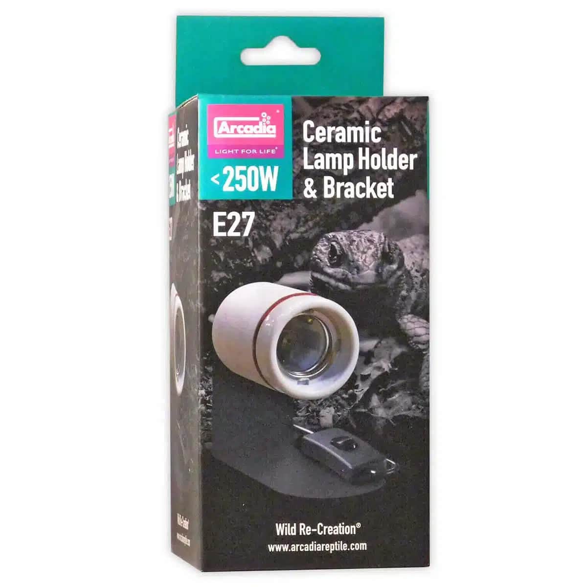 Arcadia Ceramic Lamp Holder and Bracket retail packaging