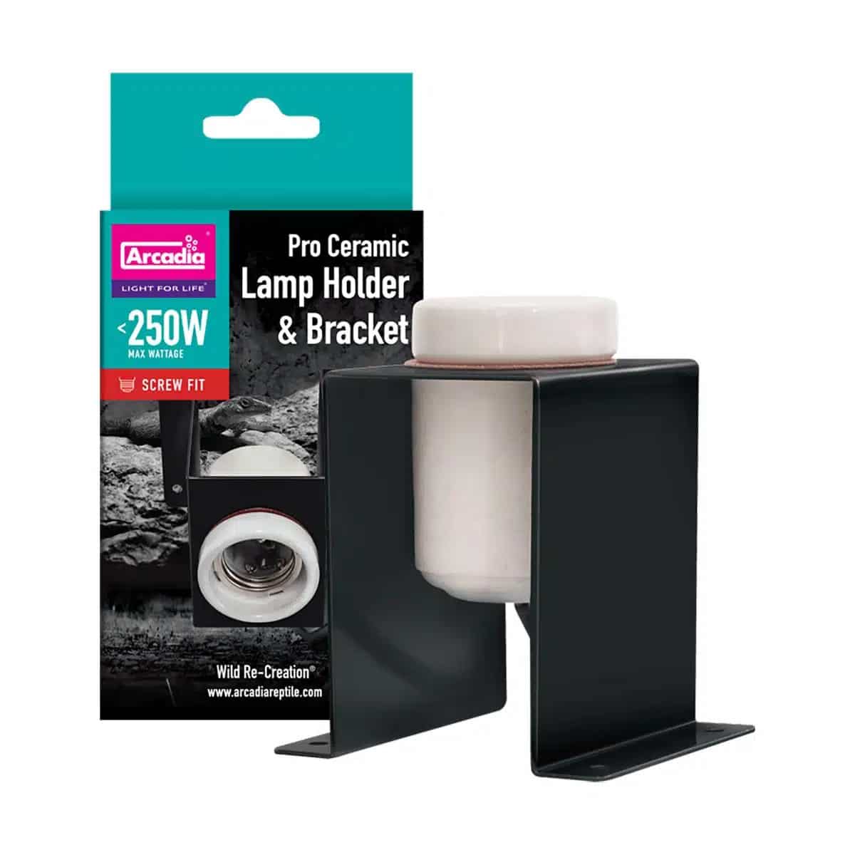 Arcadia Pro Ceramic Lamp Holder and Bracket with retail box