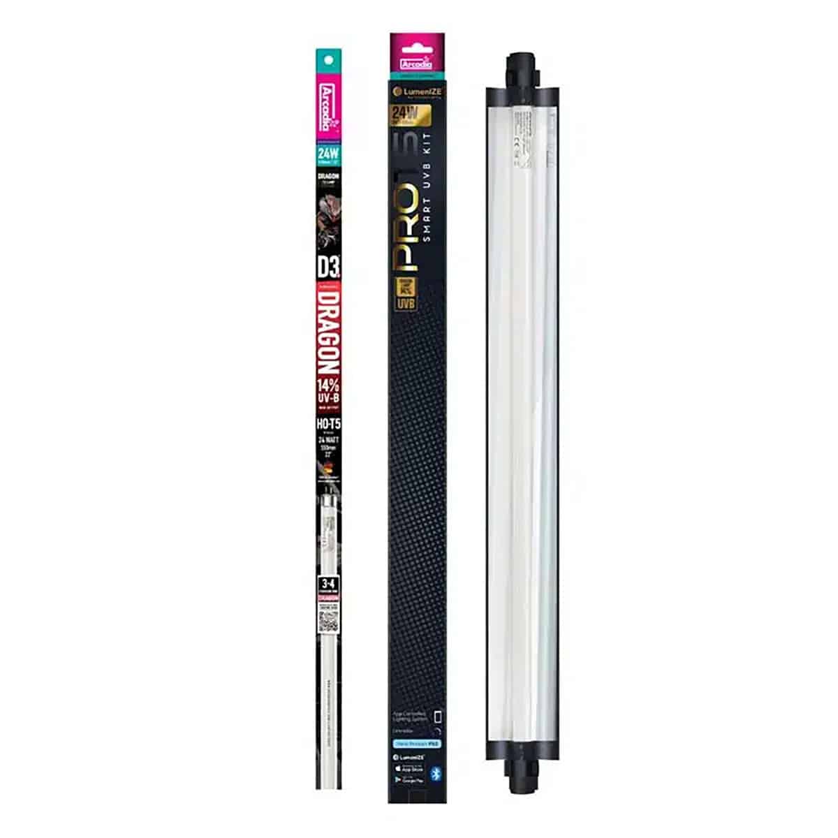 Arcadia LumenIZE Pro T5 Dragon 14% UVB 24W lighting kit with HO-T5 tube and app-controlled smart fixture