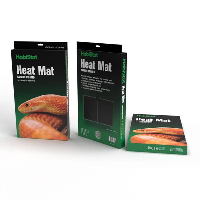 HabiStat Carbon Printed Heat Mat 20w - box views sizes displayed