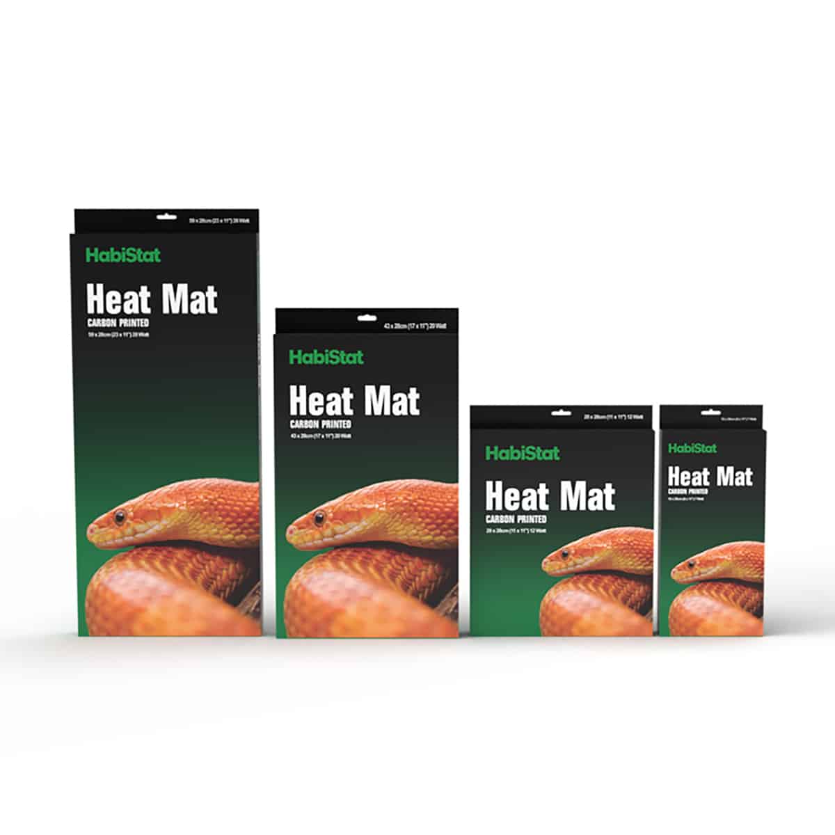 HabiStat Carbon Printed Heat Mat range – packaging sizes displayed