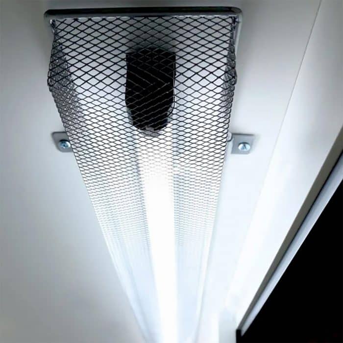 Arcadia Lamp Guard Pro 51cm installed over UVB lamp in reptile vivarium