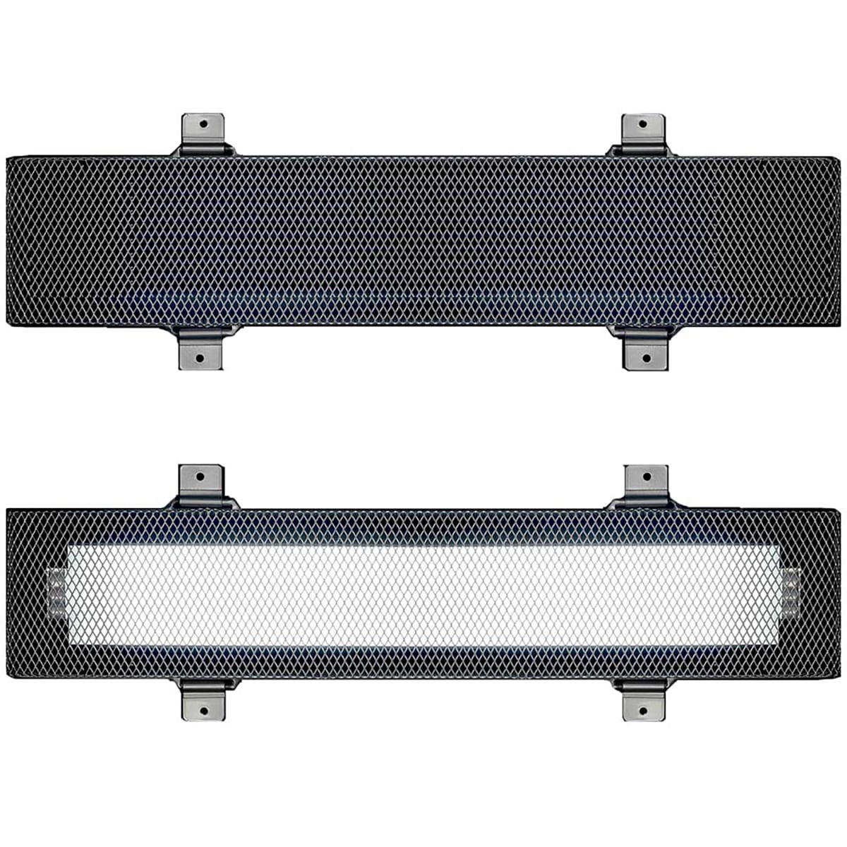 Arcadia Lamp Guard Pro 41cm UV lamp safety cage for reptile enclosures showing with and without UVB lighting kit enclosed