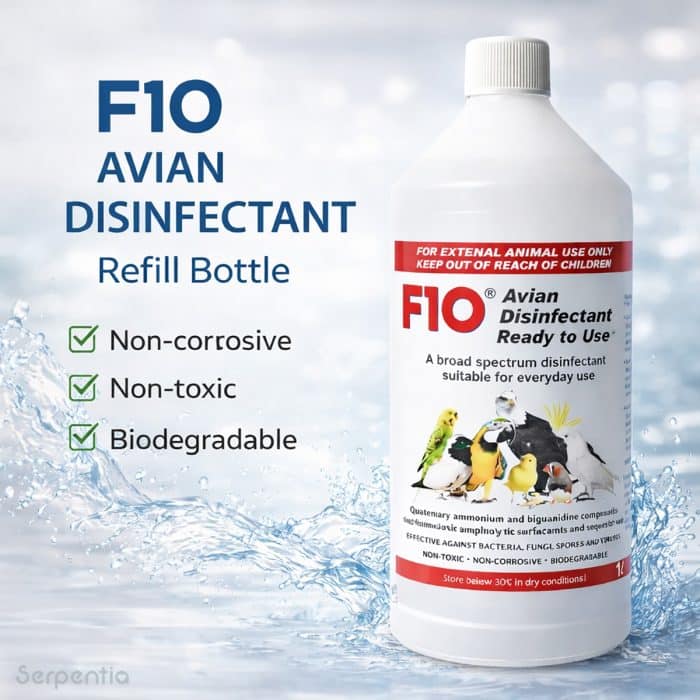 F10 avian disinfectant ready to use refill key benefits infographic