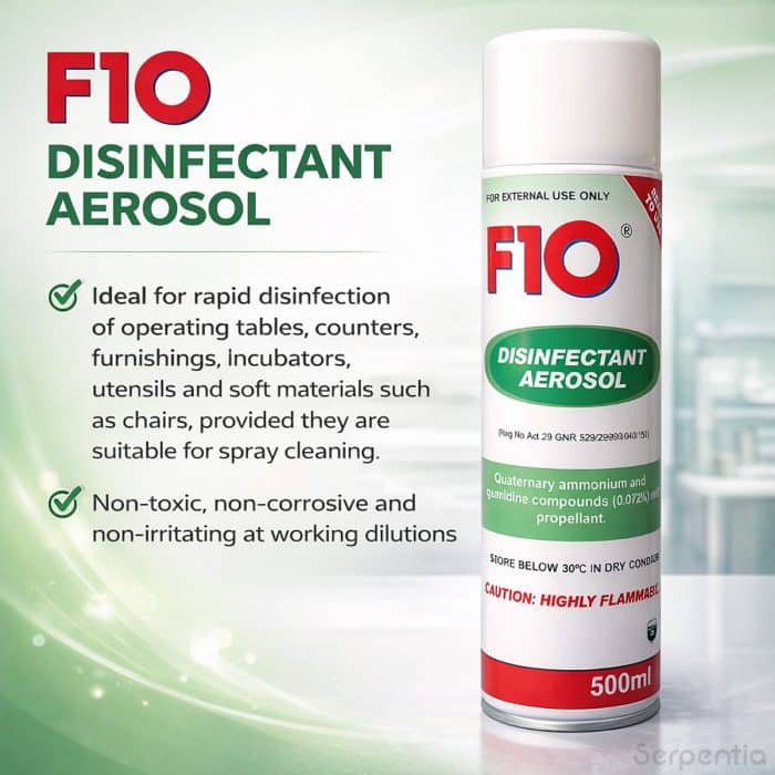 F10 disinfectant aerosol 500ml product benefits infographic