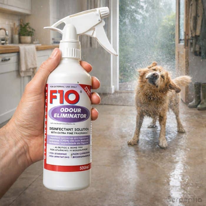 Using F10 odour eliminator ready to use in a pet home environment