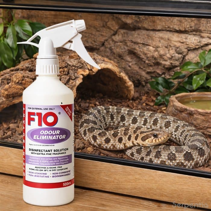 F10 odour eliminator ready to use - used in a reptile vivarium