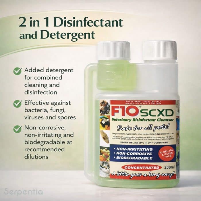 F10 SCXD disinfectant and detergent features infographic