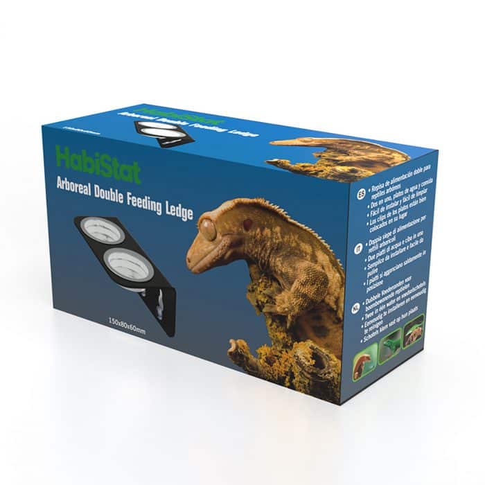 HabiStat double gecko feeding ledge retailing packaging box.