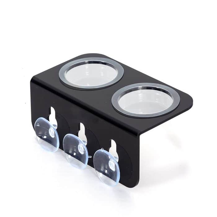 HabiStat double gecko feeding ledge with clear removable cup fully assembled.