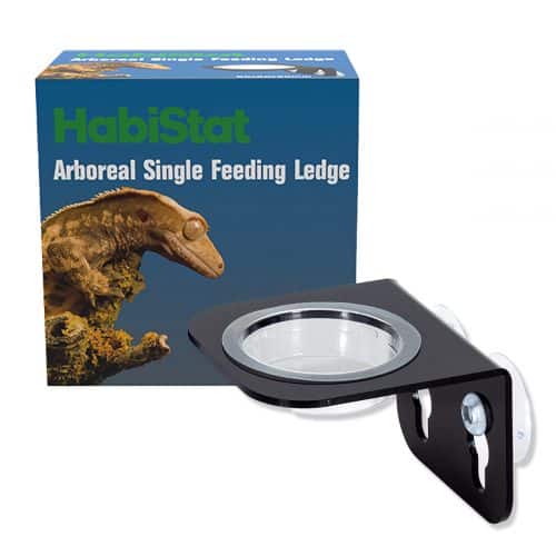 HabiStat single gecko feeding ledge with clear removable cup and suction cups.