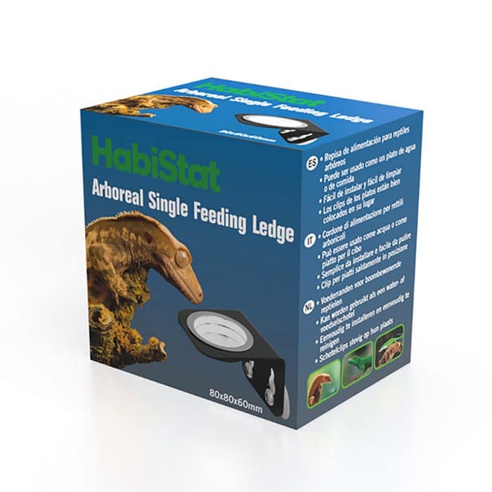 HabiStat single gecko feeding ledge retailing packaging box.