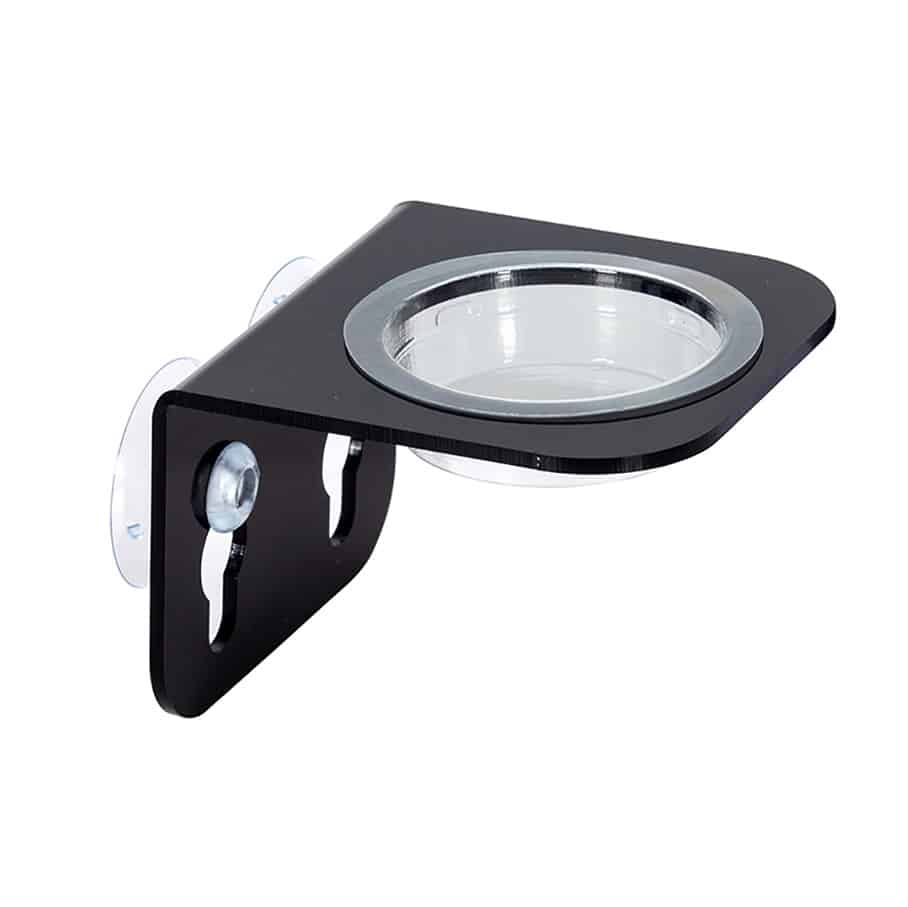 HabiStat single gecko feeding ledge with clear removable cup fully assembled.