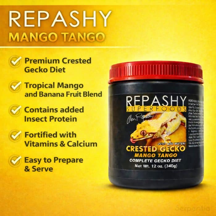 Repashy Mango Tango 340g crested gecko diet product benefits infographic