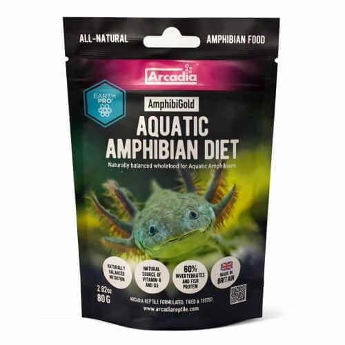 Arcadia AmphibiGold aquatic amphibian diet 80g natural pellet food for axolotls newts and salamanders