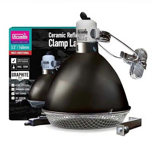 Arcadia ceramic clamp lamp graphite 14cm complete kit with reflector, clamp and mounting accessories