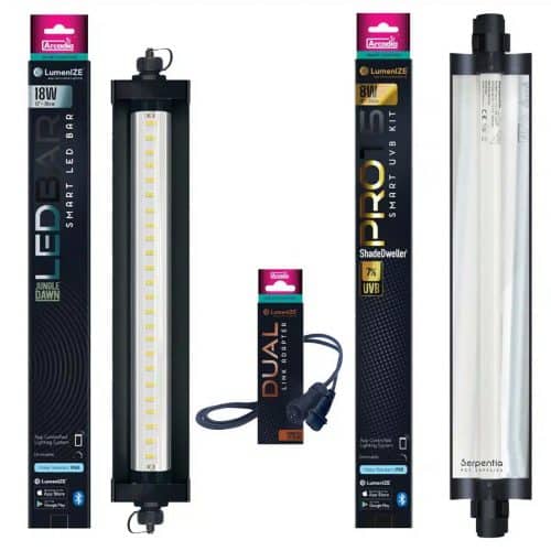 Arcadia LumenIZE Jungle Dawn LED bar with LumenIZE ProT5 ShadeDweller 7% UVB kit and link cable lighting bundle