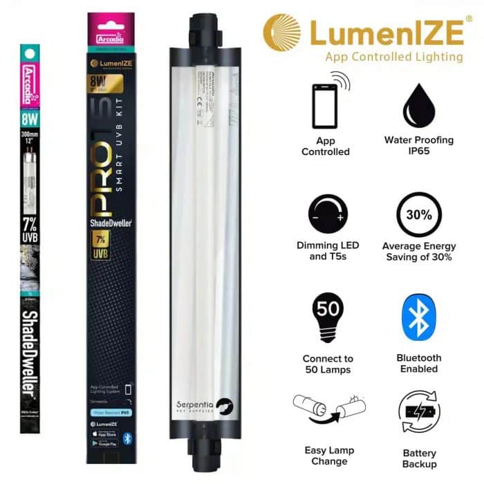 Arcadia LumenIZE ProT5 ShadeDweller 7% UVB smart lighting kit with app control and dimming