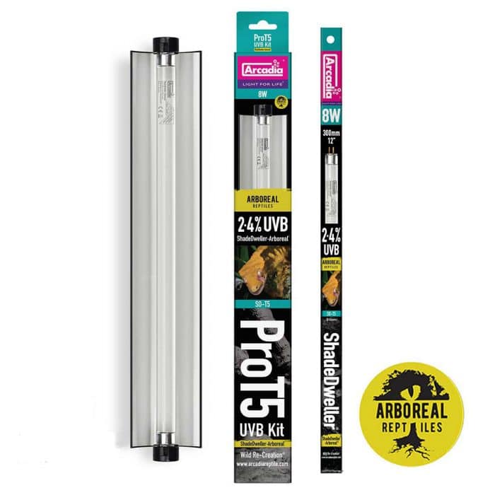 Arcadia ProT5 ShadeDweller Arboreal 2.4% UVB 8W kit with lamp and retail packaging