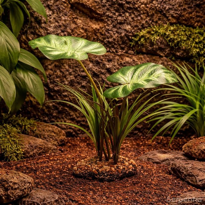 Artificial Broadleaf Canopy plant used in tropical reptile vivarium setup