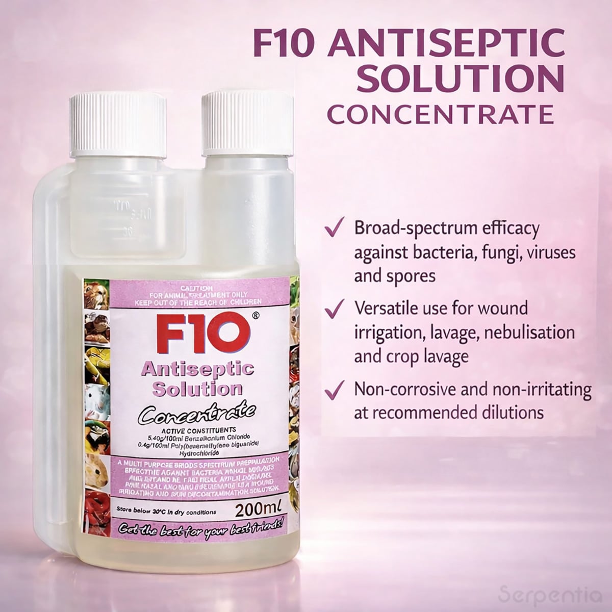F10 antiseptic solution concentrate effective against bacteria fungi viruses and spores