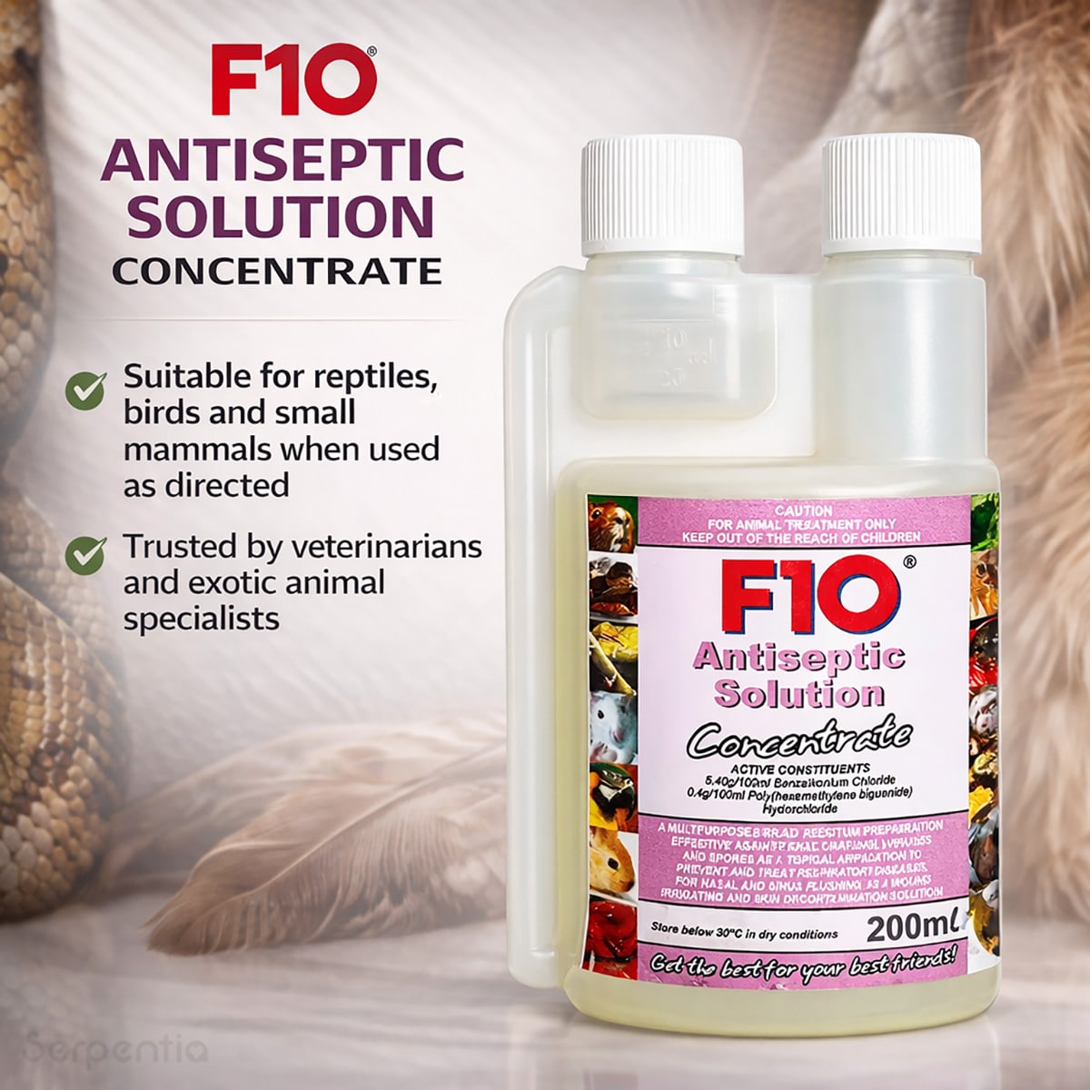 F10 antiseptic solution concentrate suitable for reptiles birds and small mammals