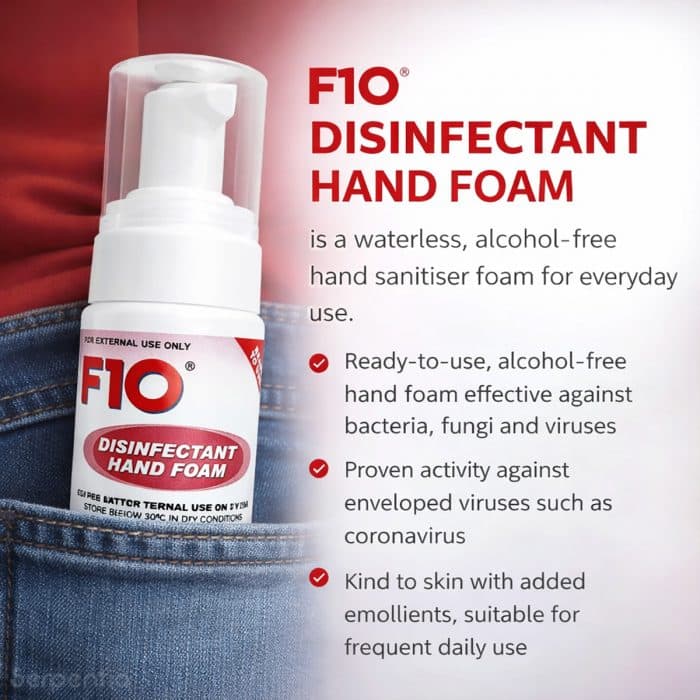 F10 disinfectant hand foam alcohol free hand sanitiser for everyday use