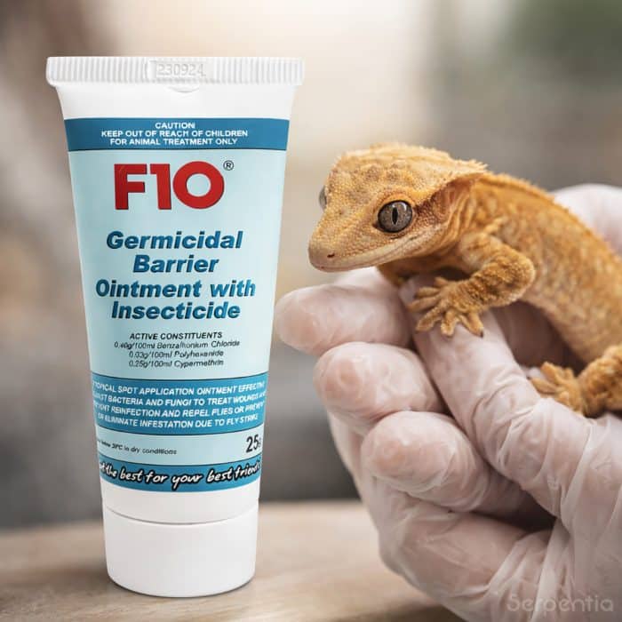 F10 Germicidal Barrier Ointment with Insecticide 25g used for reptile skin lesions and fly-strike protection