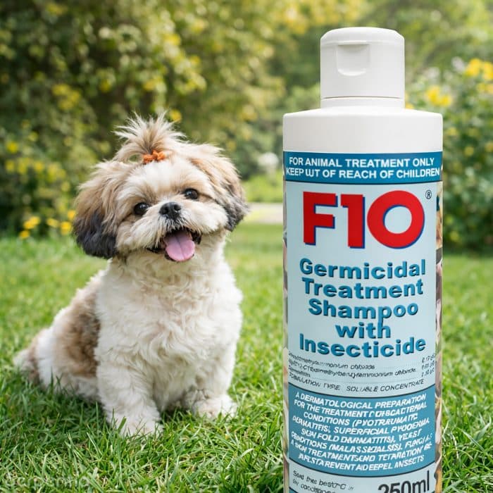 F10 Germicidal Treatment Shampoo with Insecticide 250ml for dogs with bacterial and parasitic skin conditions