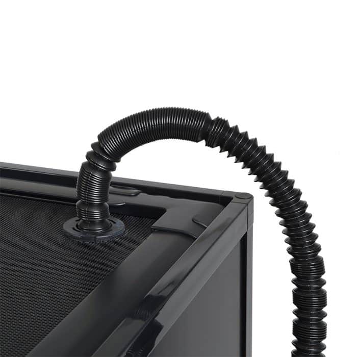 Flexible misting hose from HabiStat humidifier fitted to a reptile enclosure lid