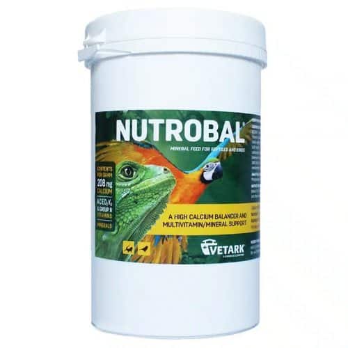 Vetark Nutrobal calcium and multivitamin supplement for reptiles and birds, 250g.
